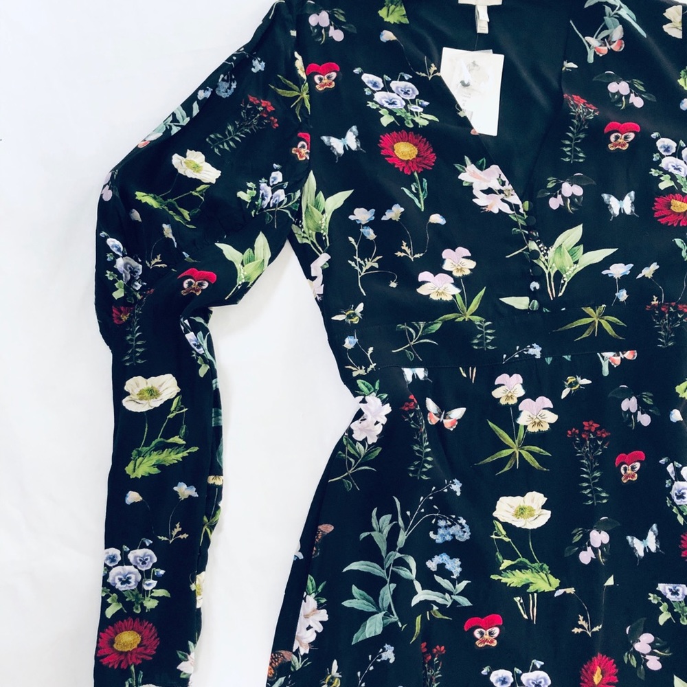NWT Joie Tamarice Black Floral Hi-Lo Mini Dress - Picture 9 of 12